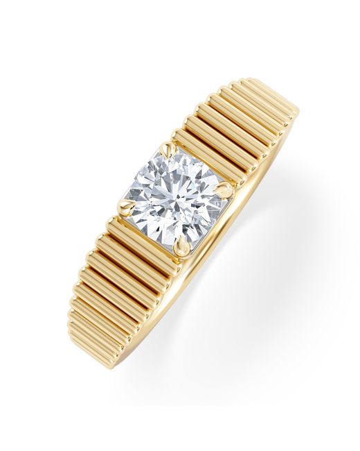 The Diamond Store Metallic Flute 0.50Ct Round Cut Lab Grown Diamond Solitaire Ring 18K