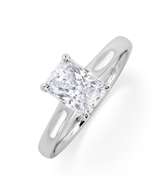The Diamond Store White Amora Radiant 1.00Ct Hidden Halo Lab Diamond Engagement Ring F/Vs1 Set
