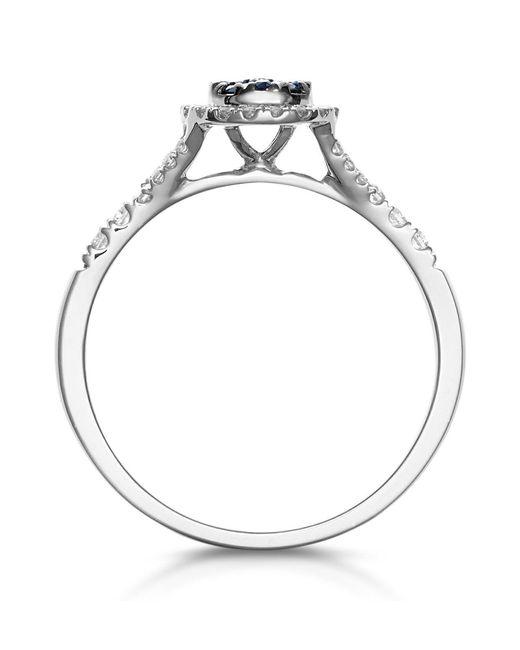 The Diamond Store Blue Sapphire And Diamond Halo Circle Ring 18Kw