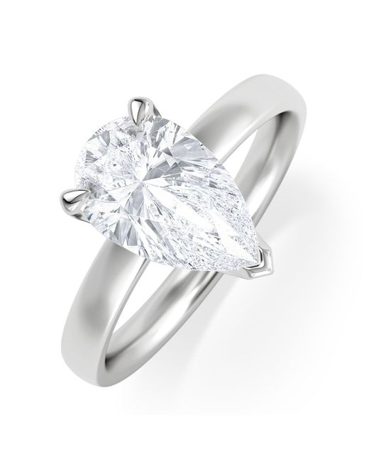 The Diamond Store White Origin 2.00Ct Pear Cut Lab Diamond Solitaire Engagement Ring