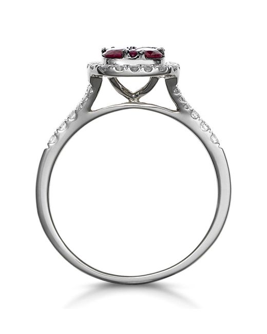 The Diamond Store Metallic Ruby And Diamond Halo Square Ring 18K