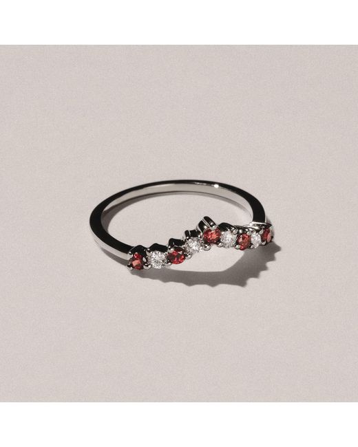 The Diamond Store White Starlit Garnet And Lab Diamond Wishbone Ring