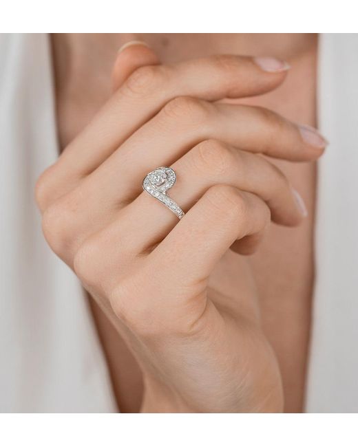 The Diamond Store Metallic Anais Gia Diamond Engagement Halo Ring 1.38Ct G/Vs2