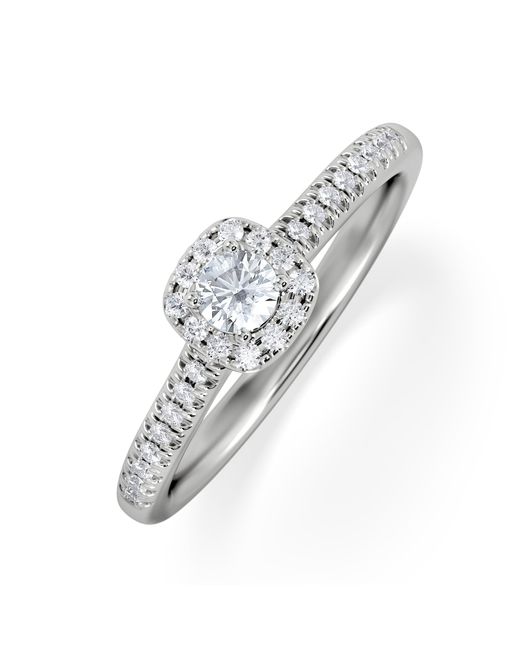 The Diamond Store White Lumia Round Cut Lab Diamond Halo Ring 0.33Ct F/Vs