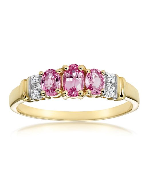 The Diamond Store Pink Sapphire And 0.02Ct Diamond Ring 9K
