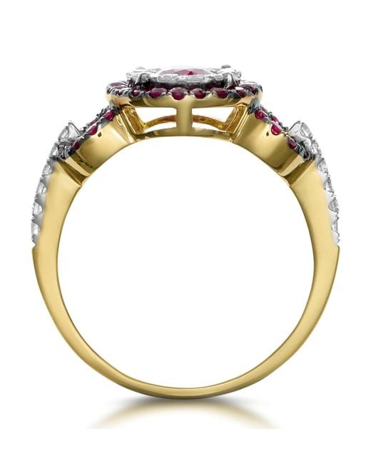 The Diamond Store Metallic 0.90Ct Ruby And Diamond Circles Ring