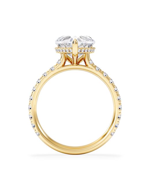 The Diamond Store Metallic Amora Heart 2.55Ct Hidden Halo Lab Diamond Engagement Ring With Side Stones Set