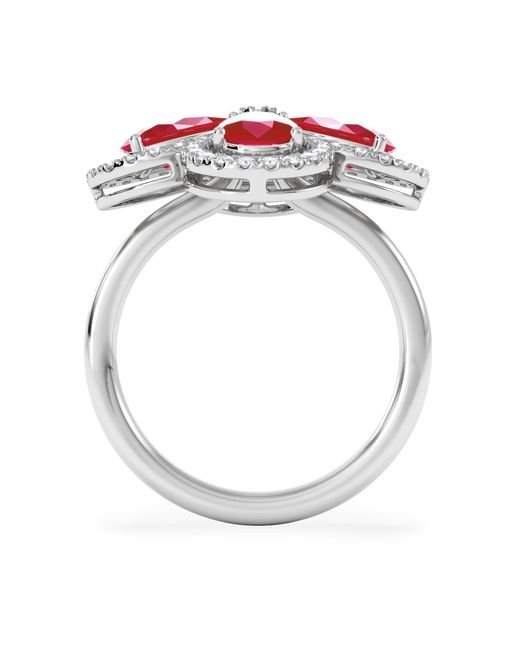 The Diamond Store Pink Bloom 3.30Ct Lab Ruby And Lab Diamond Ring