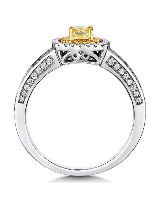 The Diamond Store Metallic Shaya Diamond Double Halo Engagement Ring 0.65Ct 18K