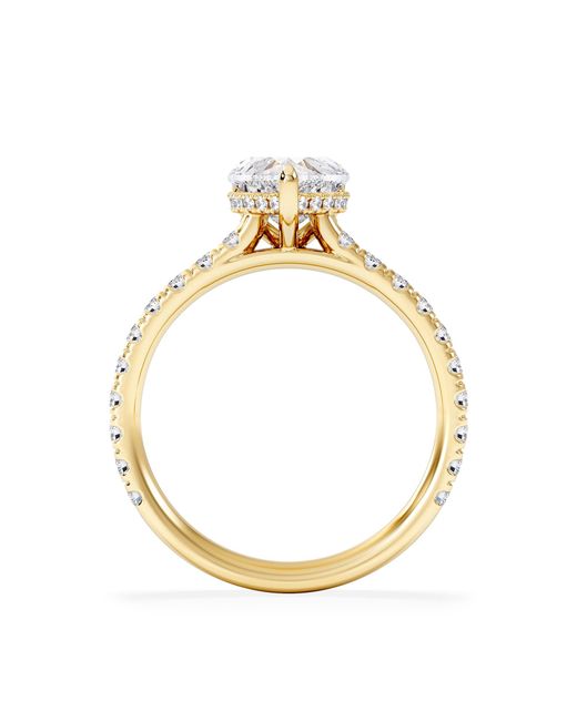 The Diamond Store Metallic Amora Heart 1.47Ct Hidden Halo Lab Diamond Engagement Ring With Side Stones Set