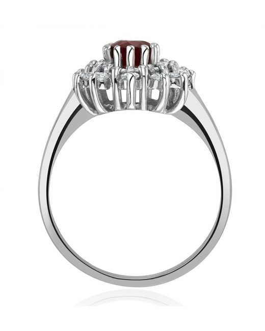 The Diamond Store White Ruby 6 X 4Mm And Diamond 9K Ring A4444