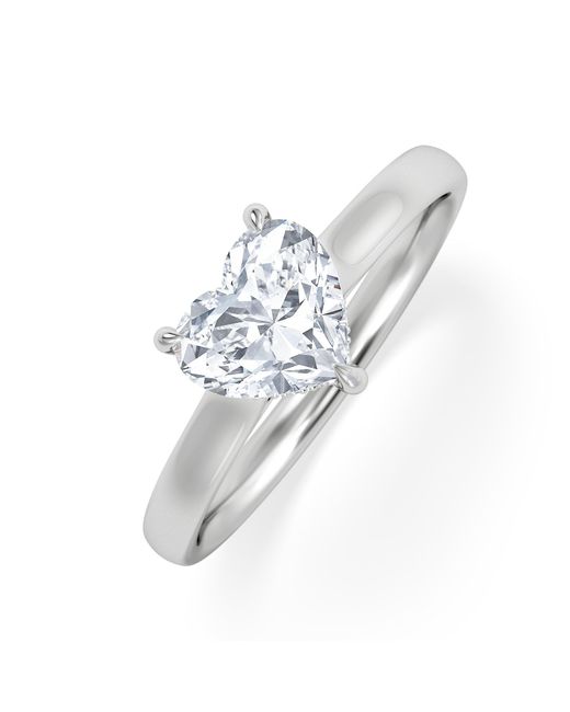 The Diamond Store White Amora Heart 1.00Ct Hidden Halo Lab Diamond Engagement Ring F/Vs Set