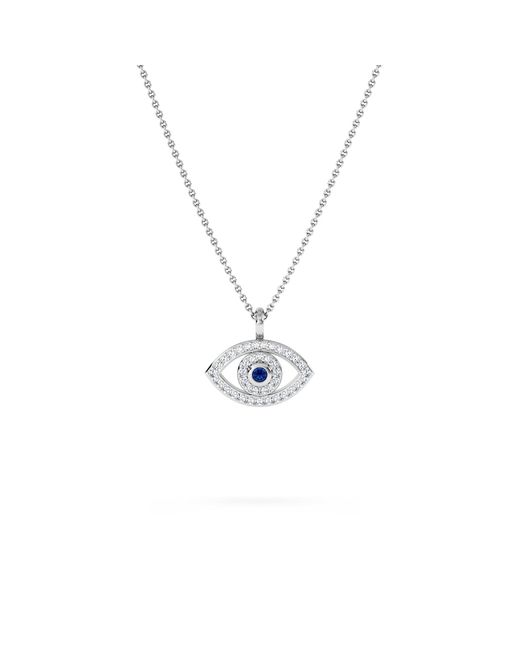 The Diamond Store Metallic Evil Eye 0.21Ct Sapphire And Lab Diamond Pendant Necklace