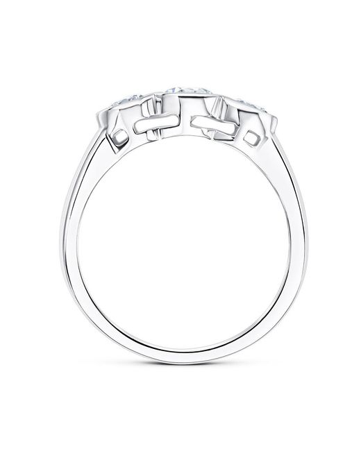 The Diamond Store White Certified 1.05Ct 18K Brilliant Diamond Rubover Trilogy Ring