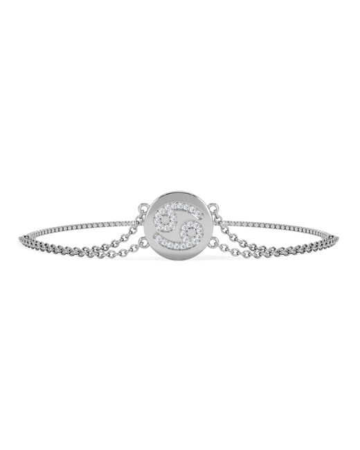 The Diamond Store White Astrology Cancer 0.07Ct Lab Grown Diamond Adjustable Medallion Bracelet Sterling
