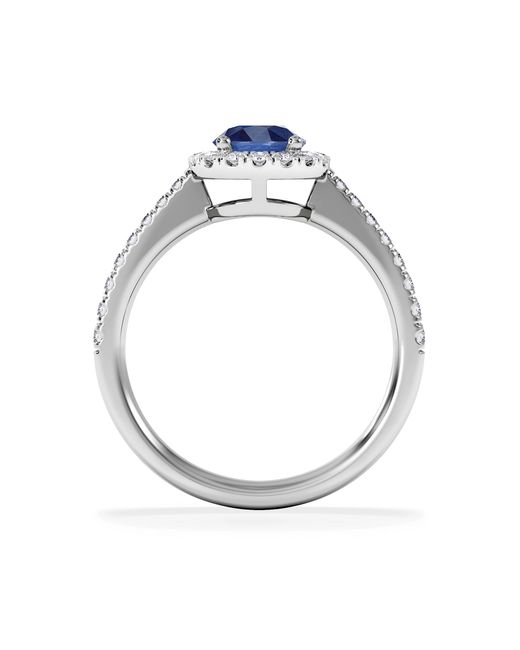 The Diamond Store Blue Halo Sapphire 0.75Ct And Diamond 0.36Ct 18K Ring