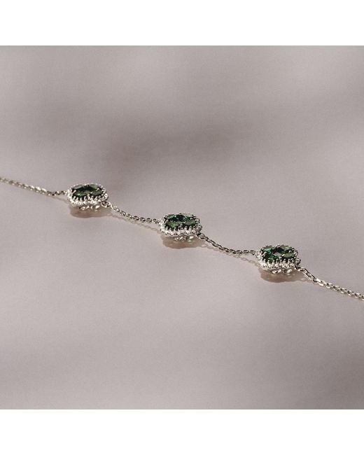 The Diamond Store Green Alegria 2.25Ct Lab Emerald 3 Clover Halo Bracelet