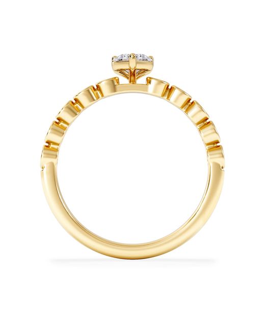 The Diamond Store Metallic Entwine 0.30Ct Heart Cut Lab Diamond Solitaire Engagement Ring With Side Stones