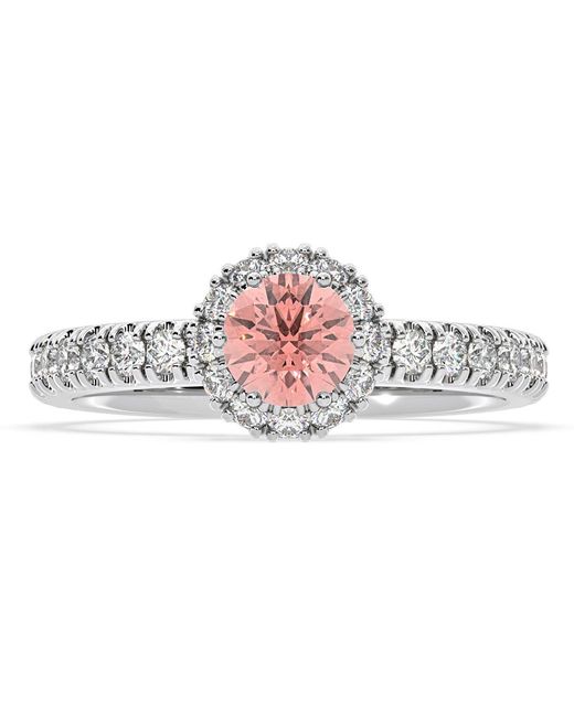 The Diamond Store White Alessandra Lab Diamond 1.10.Ct Halo Ring
