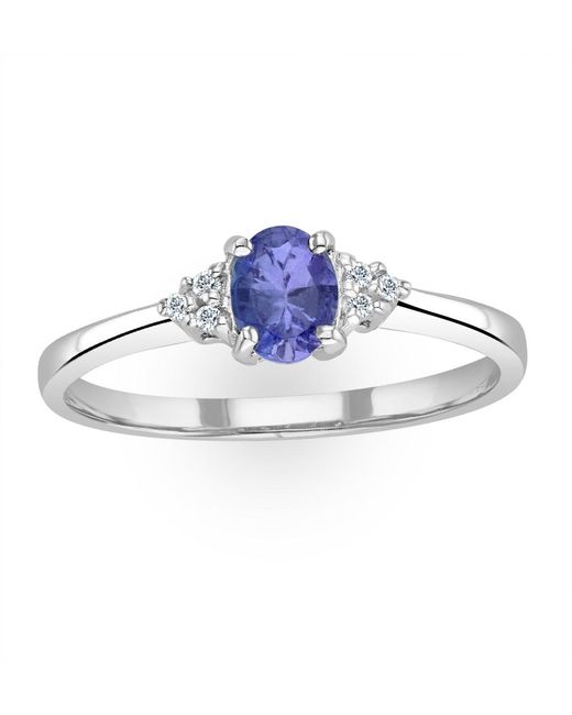 The Diamond Store Blue Tanzanite 0.35Ct And Diamond 9K Ring