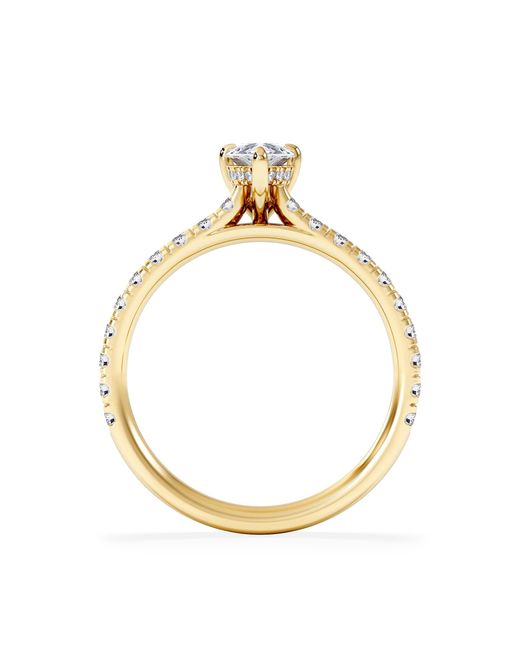 The Diamond Store Metallic Amora Pear 0.97Ct Hidden Halo Diamond Engagement Ring With Side Stones Set