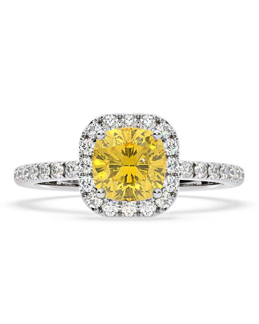 The Diamond Store Metallic Beatrice Lab Diamond 1.65Ct Cushion Halo Ring