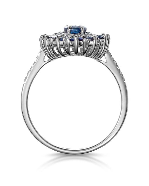 The Diamond Store Blue 1.55Ct Sapphire Asteria Diamond Halo Ring
