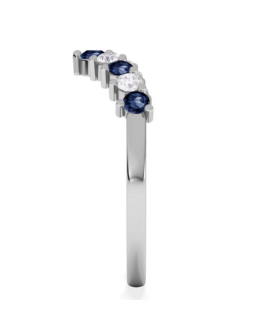 The Diamond Store Blue Starlit Sapphire And Lab Diamond Wishbone Ring