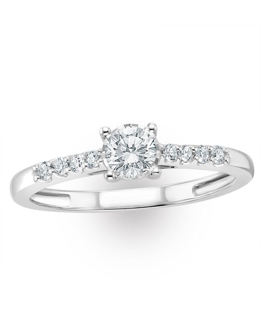 The Diamond Store White Lab Diamond Side Stone Engagement Ring 0.25Ct H/Si