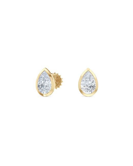 The Diamond Store Metallic Bezel Set 1.00Ct Pear Cut Lab Diamond Stud Earrings