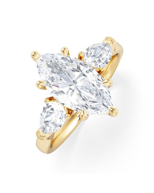 The Diamond Store White Adore 2.60Ct Marquise Cut Lab Diamond 3 Stone Engagement Ring