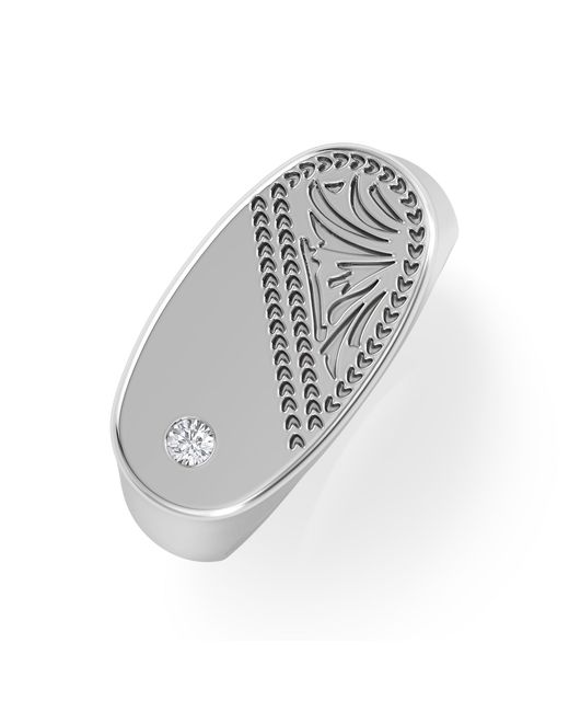 The Diamond Store Metallic Crest 0.03Ct Lab Diamond Oblong Signet Ring for men