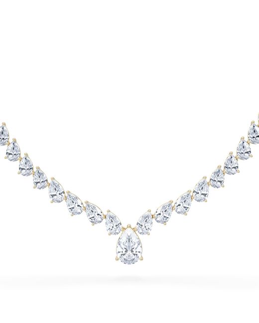 The Diamond Store Metallic Luxe 32.00Ct Lab Diamond Necklace With 3.00Ct Igi Certified Pear-Cut Centre