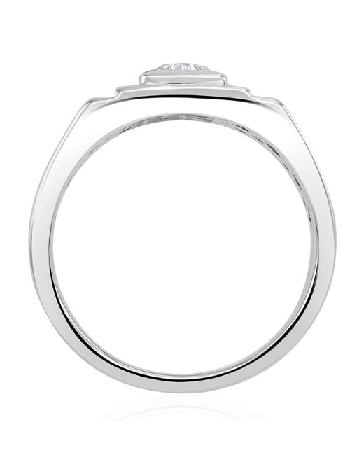 The Diamond Store Metallic Solitaire Signet Lab Diamond Ring 0.15Ct for men