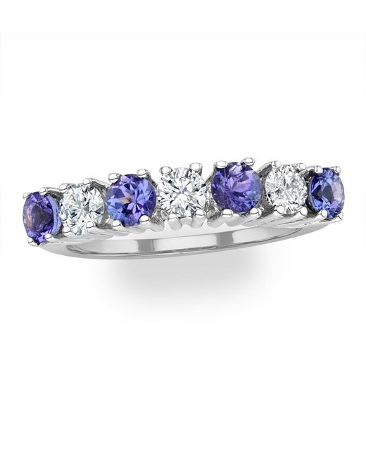 The Diamond Store Blue Tanzanite 0.70Ct And Diamond Ring 0.50Ct 18K