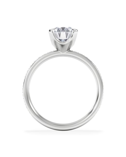 The Diamond Store White Origin 2.25Ct Oval Cut Lab Diamond Solitaire Engagement Ring With Side Stones