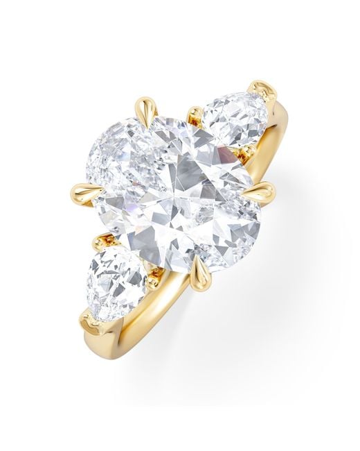 The Diamond Store Blue Adore 3.80Ct Oval Cut Lab Diamond 3 Stone Engagement Ring