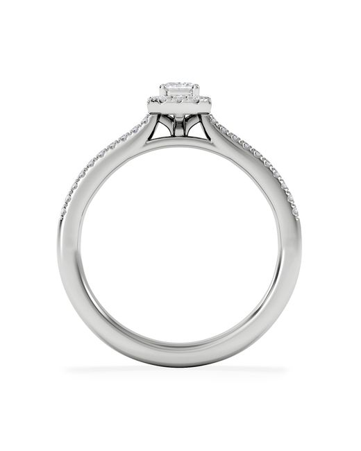 The Diamond Store White Lumia Emerald Cut Lab Diamond Halo Ring 0.33Ct F/Vs