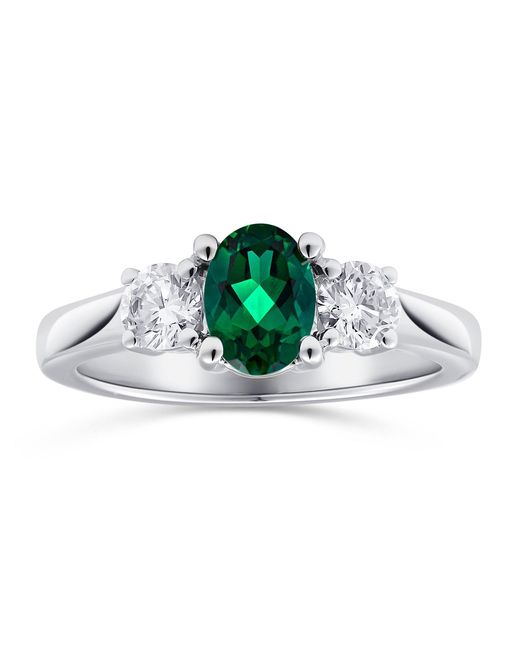 The Diamond Store White Lab Emerald 0.70Ct And Lab Diamonds 0.50Ct 18K Ring