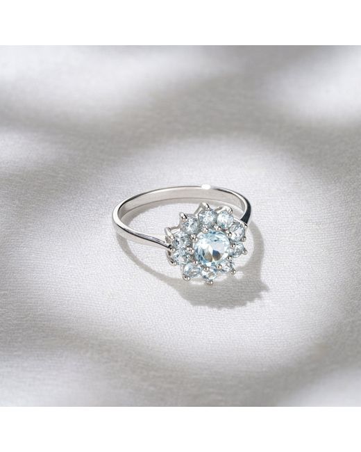 The Diamond Store Blue 1.10Ct Topaz Cluster Ring