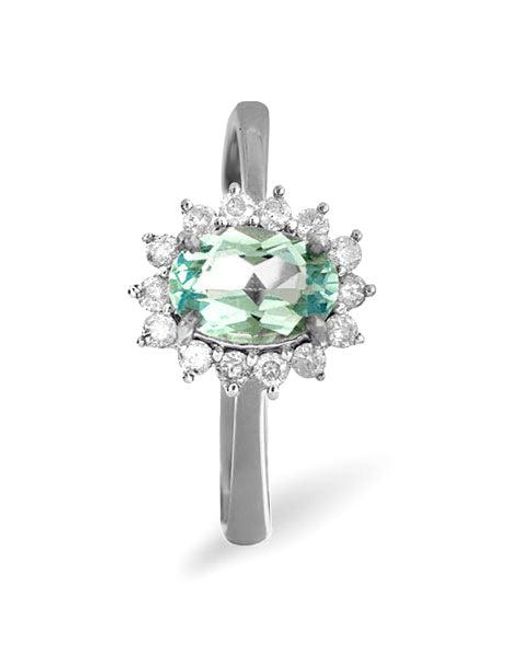 The Diamond Store Green Topaz 0.95Ct And Diamond 9K Ring
