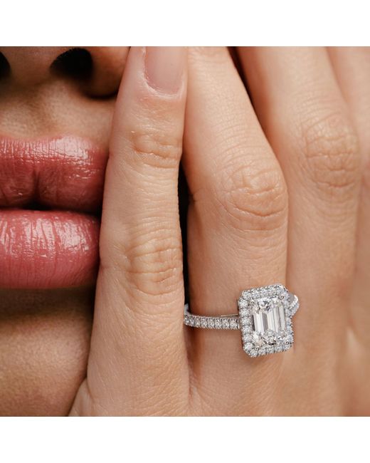 The Diamond Store Blue Annabelle Lab Diamond Halo Engagement Ring