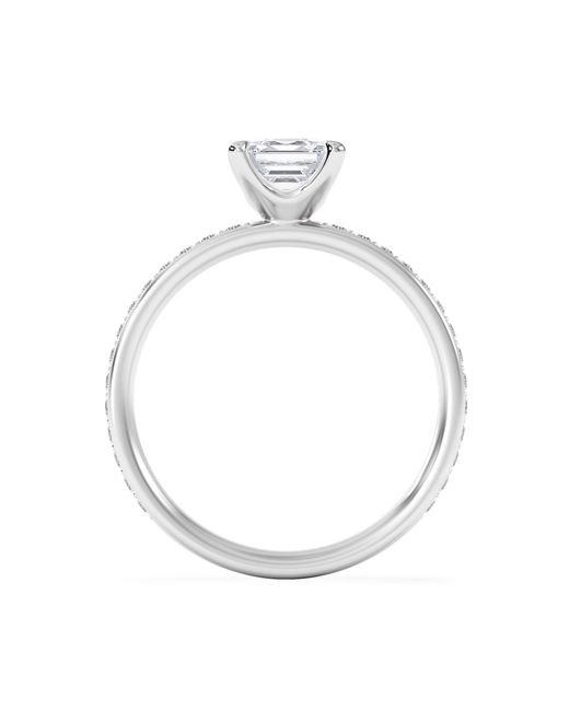 The Diamond Store White Origin 1.25Ct Asscher Cut Lab Diamond Solitaire Engagement Ring With Side Stones