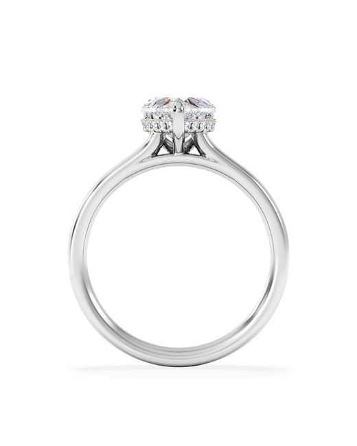 The Diamond Store White Amora Heart 1.00Ct Hidden Halo Lab Diamond Engagement Ring F/Vs Set