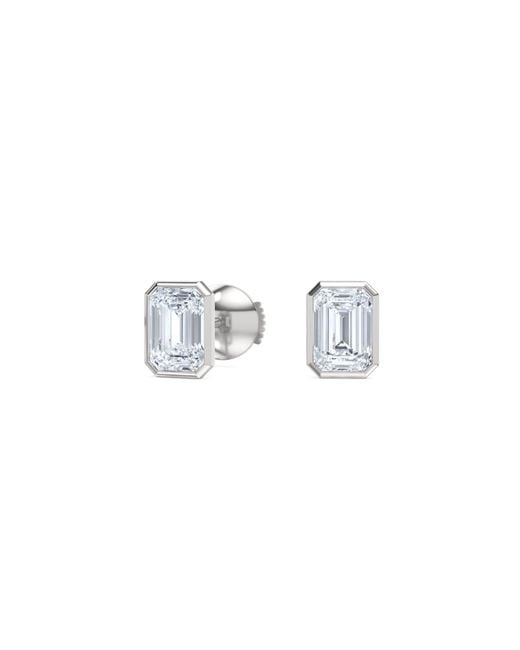 The Diamond Store Metallic Bezel Set 2.00Ct Emerald Cut Lab Diamond Stud Earrings