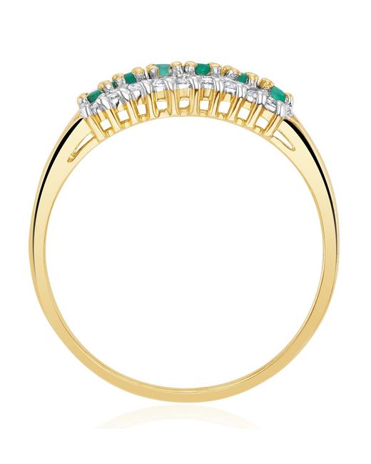 The Diamond Store Metallic Emerald 0.38Ct And Diamond 9K Ring