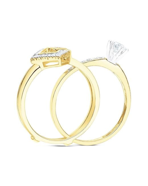 The Diamond Store Metallic Diamond 0.65Ct And 9K Solitaire Ring With Shoulders