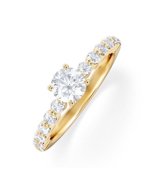 The Diamond Store Metallic Solstice Round Cut 0.80Ct Lab Diamond Engagement Ring F/Vs