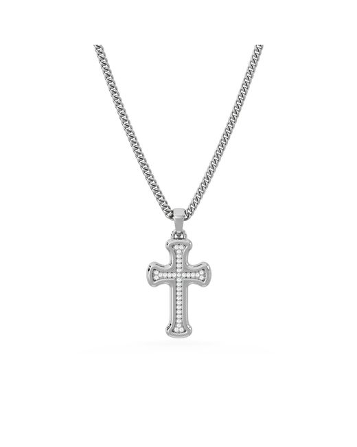 The Diamond Store Metallic 0.15Ct Lab Grown Diamond Cross Pendant Necklace for men