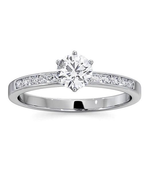 The Diamond Store White Charlotte Diamond Engagement Side Stone Ring 18Kw 0.65Ct Si1